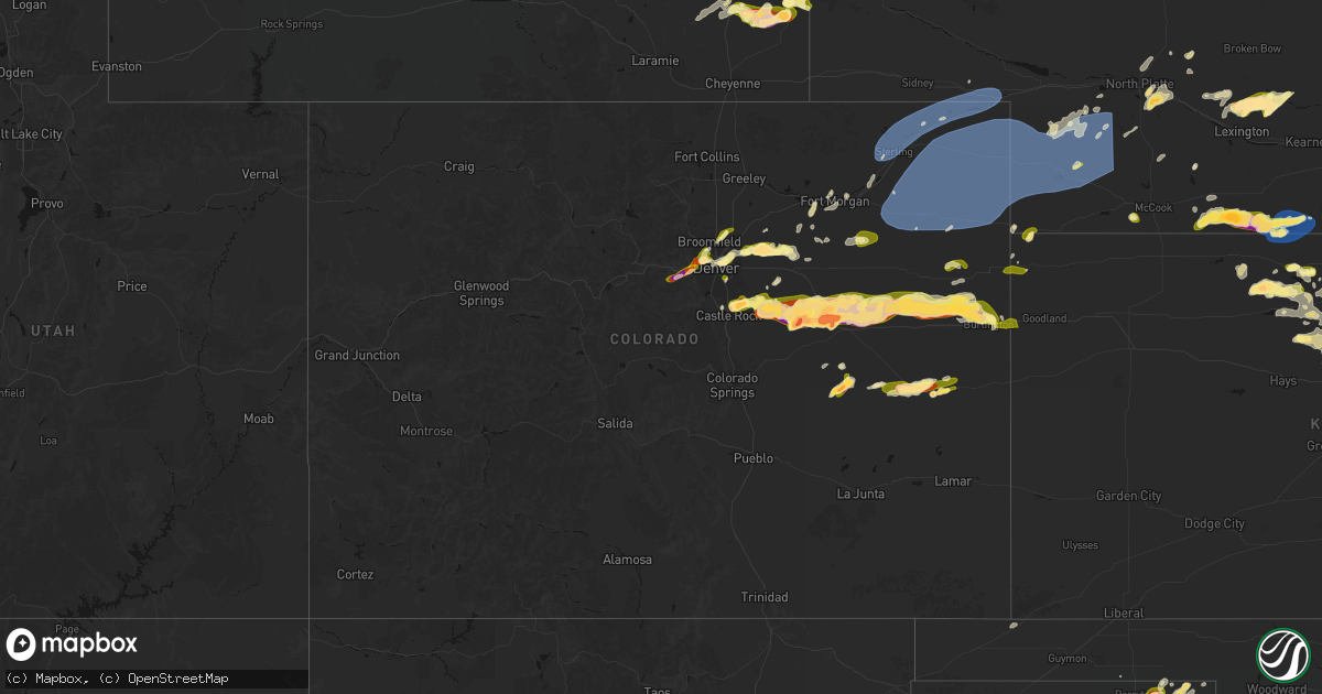 Hail map in Colorado on June 8, 2026