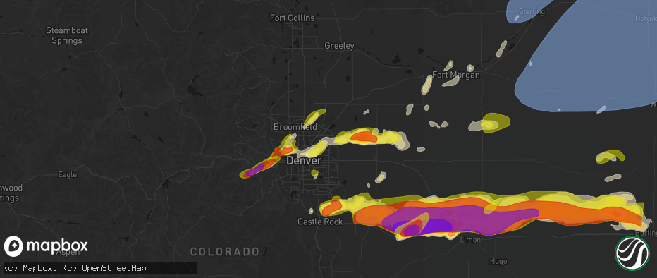 Hail map in Commerce City, CO on June 8, 2026