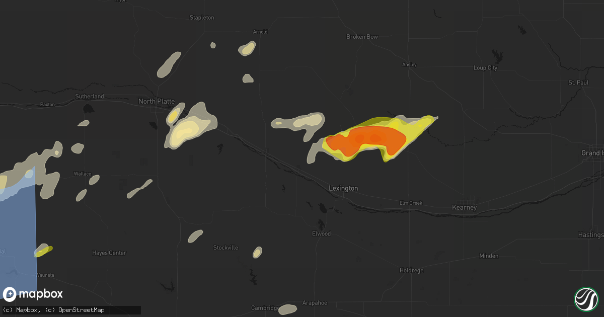Hail map in Cozad, NE on June 8, 2026