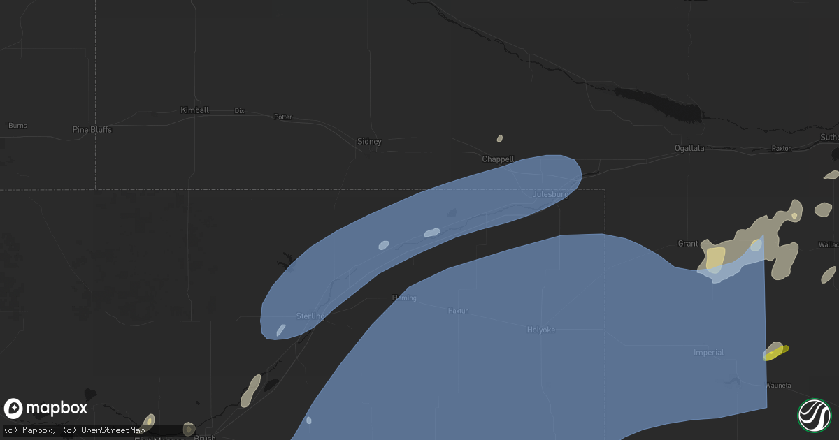 Hail map in Crook, CO on June 8, 2026