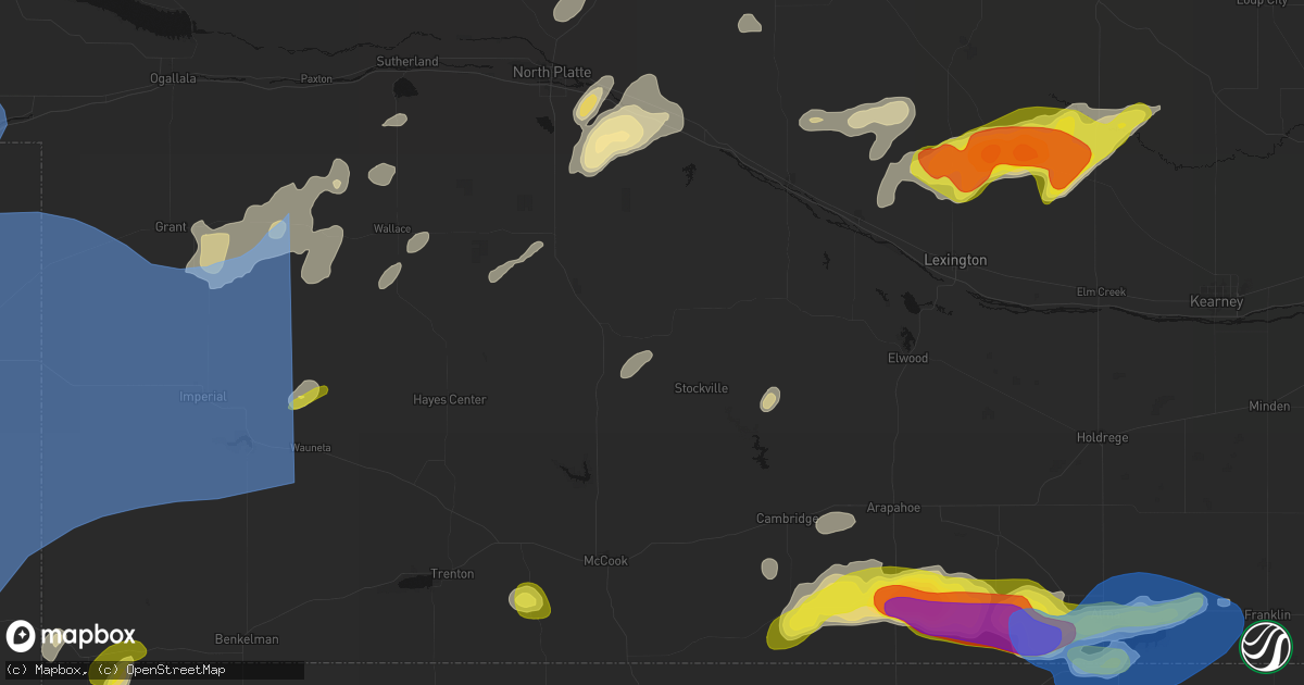 Hail map in Curtis, NE on June 8, 2026