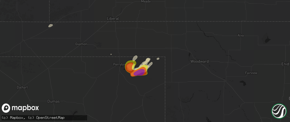 Hail map in Darrouzett, TX on June 8, 2026