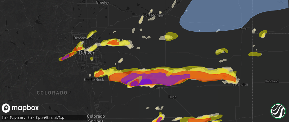 Hail map in Deer Trail, CO on June 8, 2026