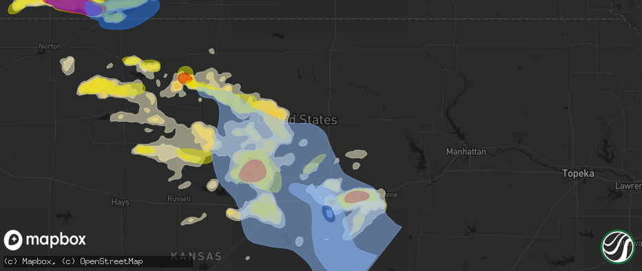 Hail map in Delphos, KS on June 8, 2026