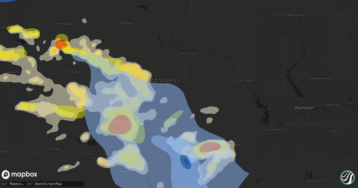 Hail map in Delphos, KS on June 8, 2026