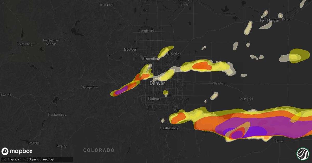 Hail map in Denver, CO on June 8, 2026