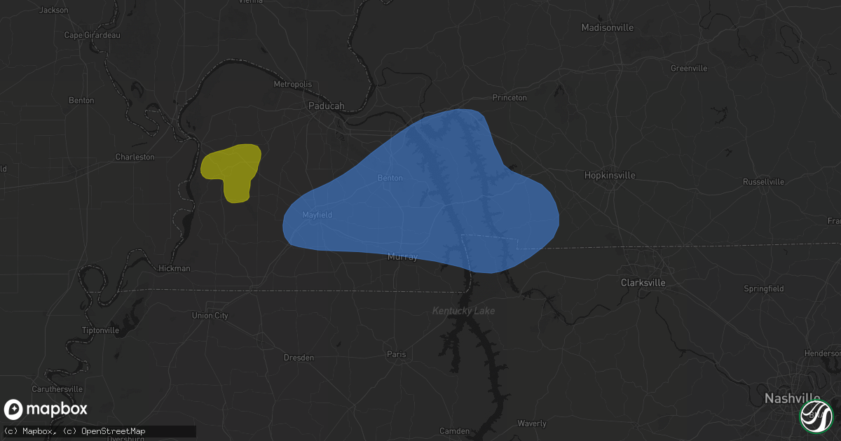 Hail map in Dexter, KY on June 8, 2026