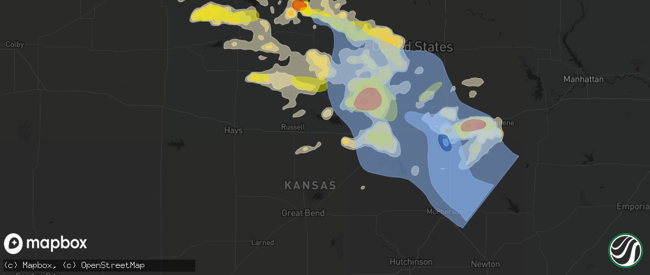 Hail map in Dorrance, KS on June 8, 2026