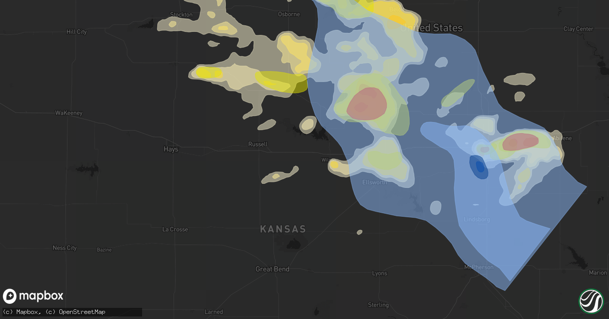 Hail map in Dorrance, KS on June 8, 2026