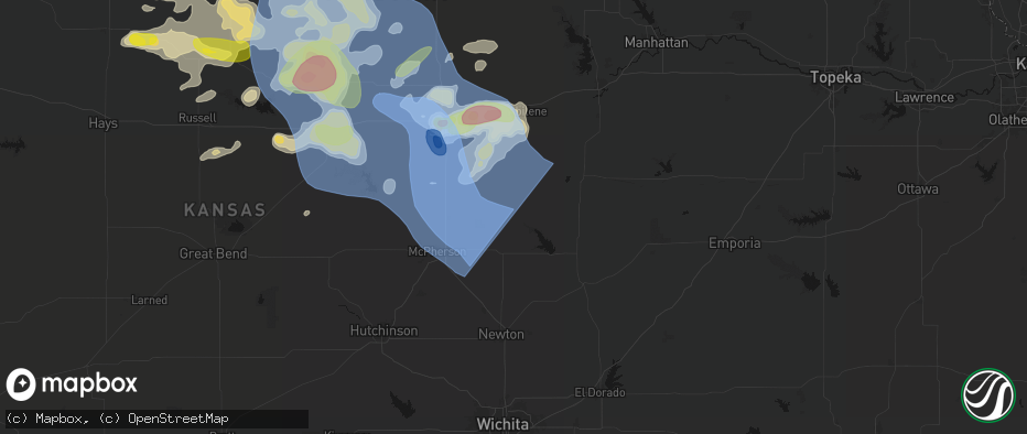 Hail map in Durham, KS on June 8, 2026