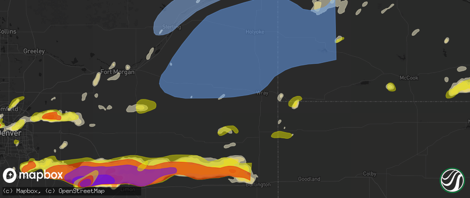 Hail map in Eckley, CO on June 8, 2026