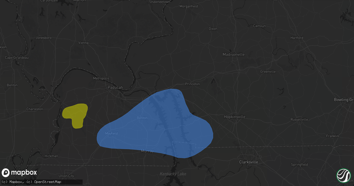 Hail map in Eddyville, KY on June 8, 2026