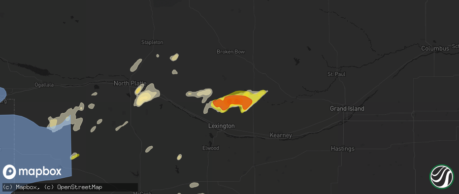 Hail map in Eddyville, NE on June 8, 2026
