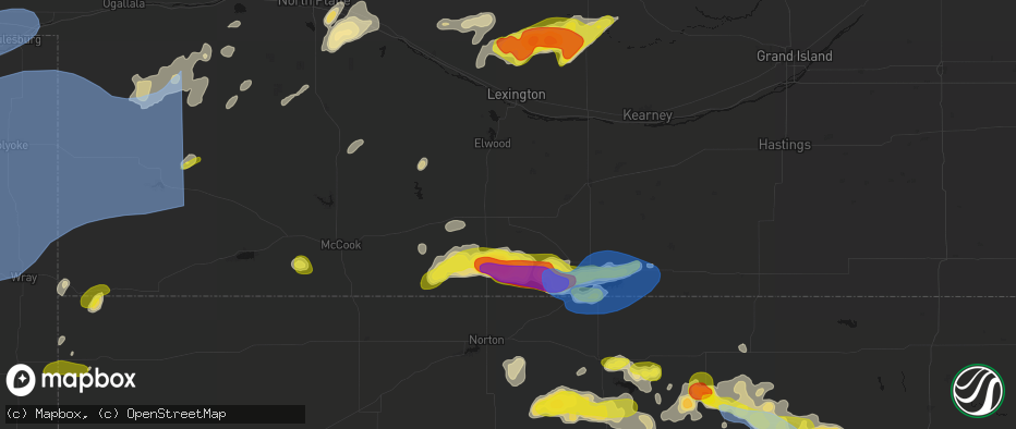 Hail map in Edison, NE on June 8, 2026