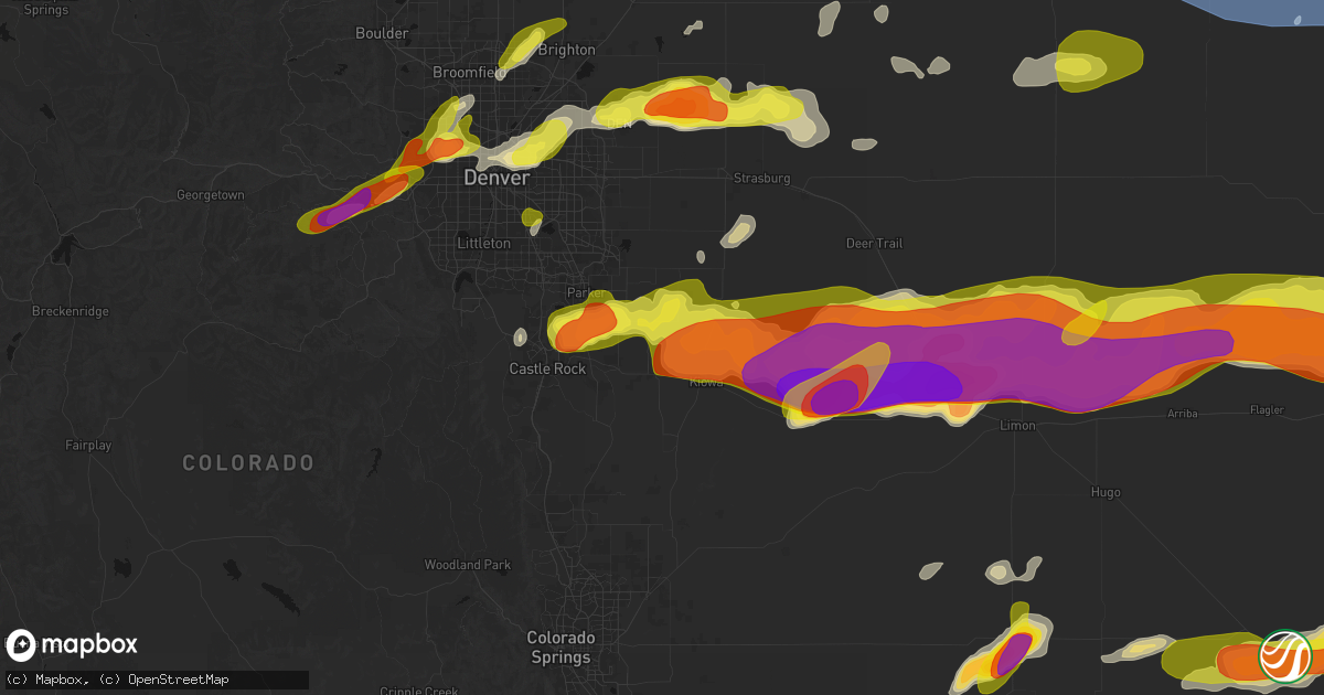 Hail map in Elizabeth, CO on June 8, 2026