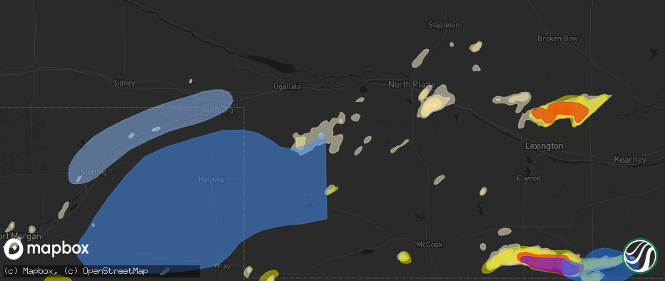 Hail map in Elsie, NE on June 8, 2026