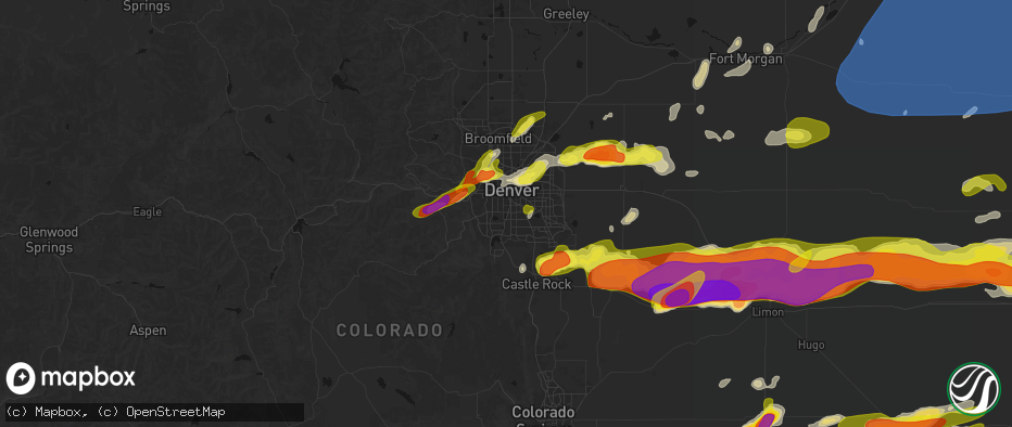 Hail map in Englewood, CO on June 8, 2026