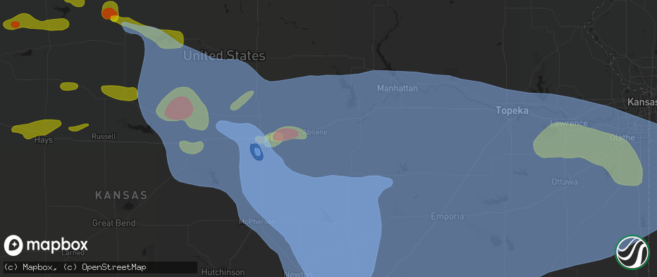 Hail map in Enterprise, KS on June 8, 2026