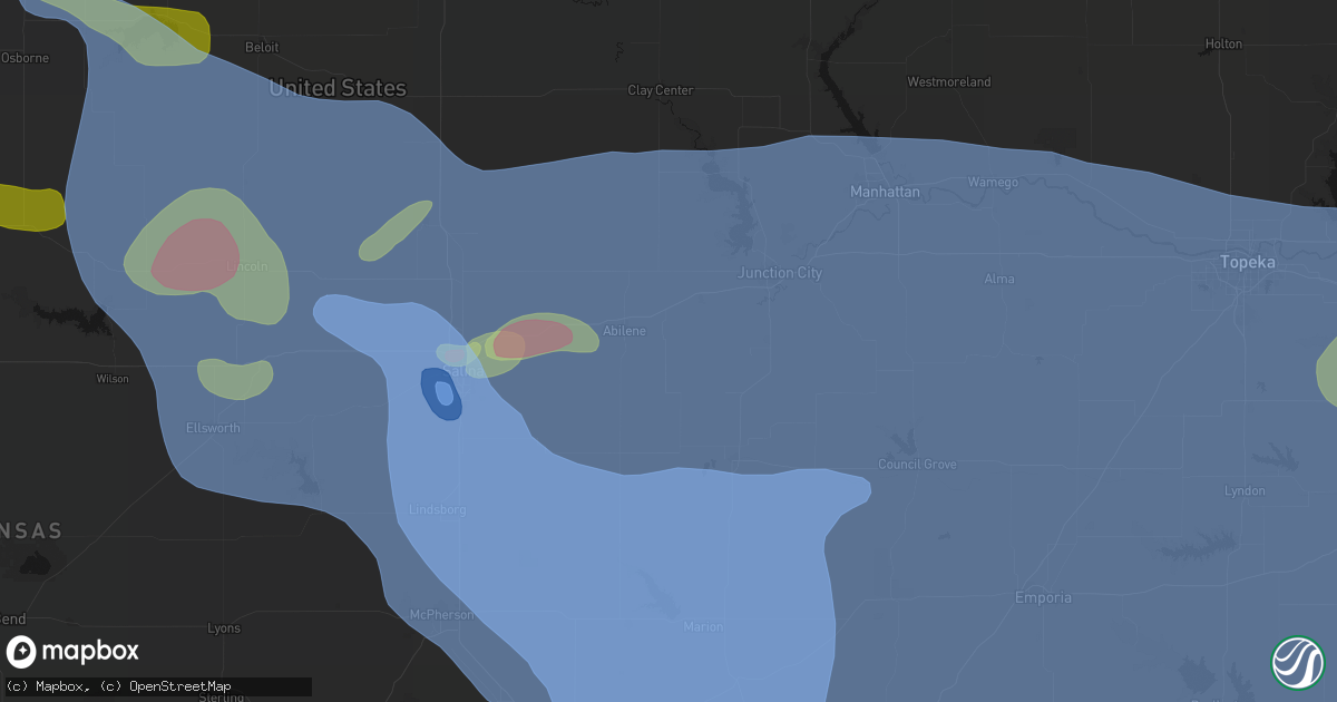 Hail map in Enterprise, KS on June 8, 2026