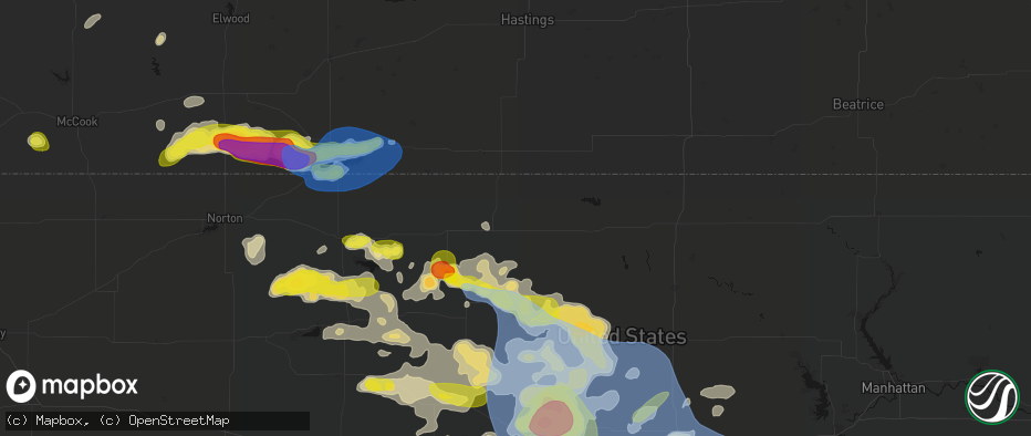 Hail map in Esbon, KS on June 8, 2026