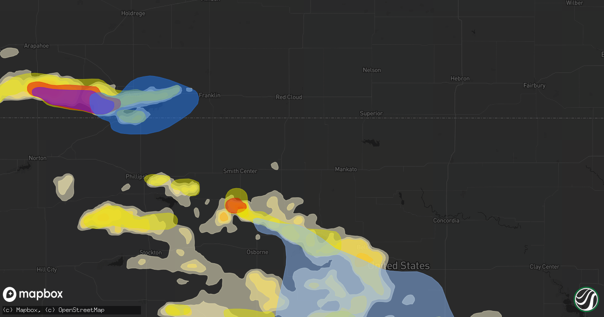 Hail map in Esbon, KS on June 8, 2026