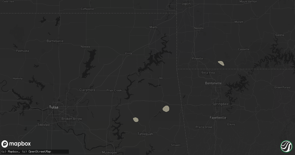 Hail map in Eucha, OK on June 8, 2026