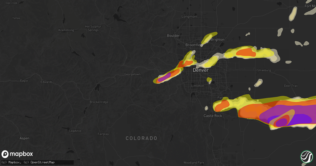 Hail map in Evergreen, CO on June 8, 2026