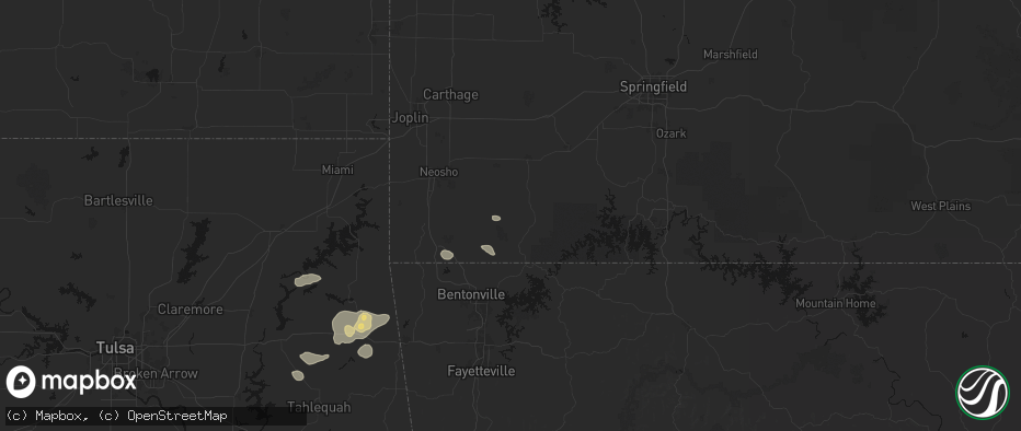 Hail map in Exeter, MO on June 8, 2026