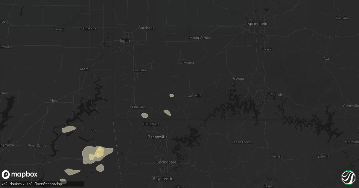 Hail map in Exeter, MO on June 8, 2026