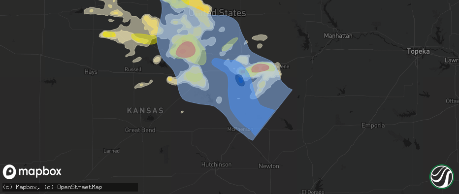 Hail map in Falun, KS on June 8, 2026