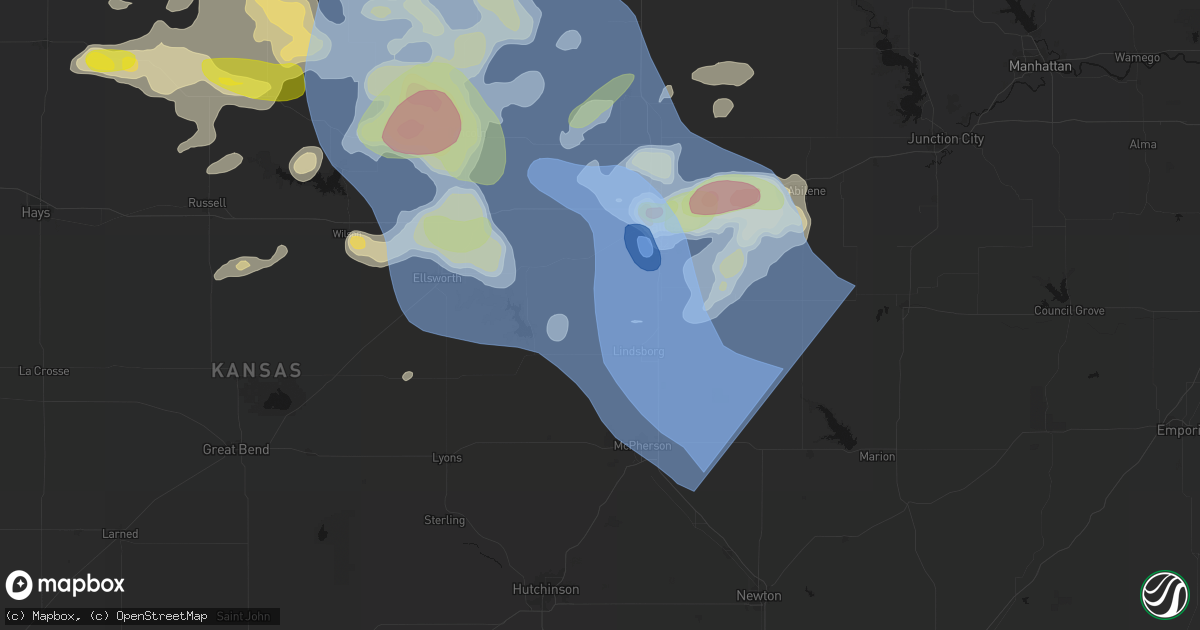 Hail map in Falun, KS on June 8, 2026
