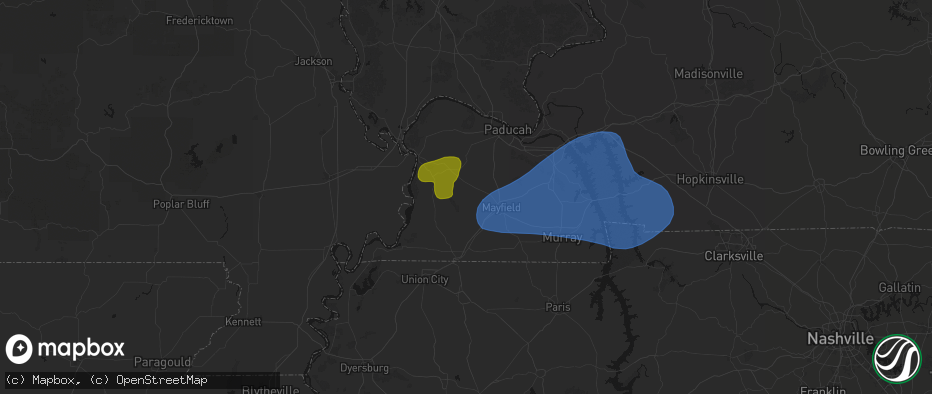 Hail map in Fancy Farm, KY on June 8, 2026