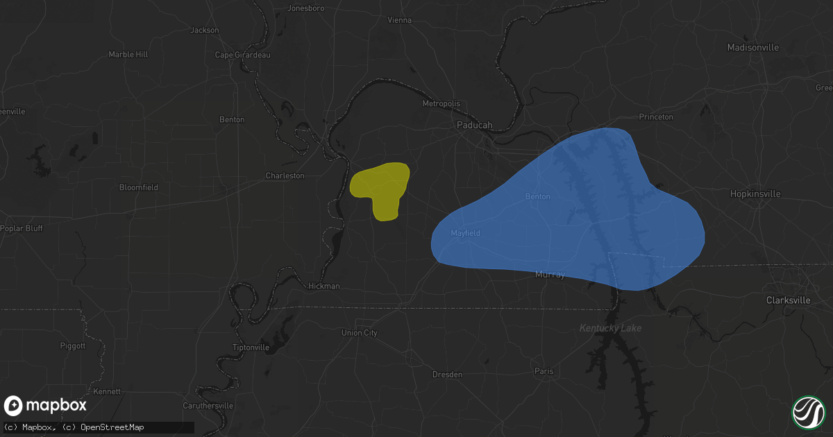 Hail map in Fancy Farm, KY on June 8, 2026