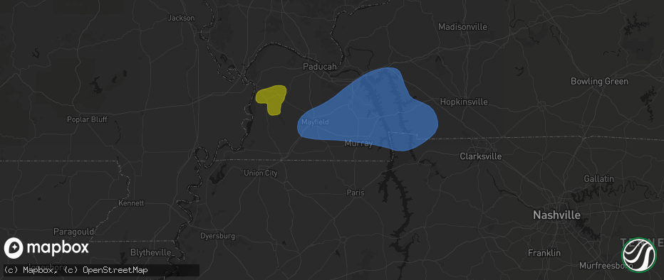 Hail map in Farmington, KY on June 8, 2026