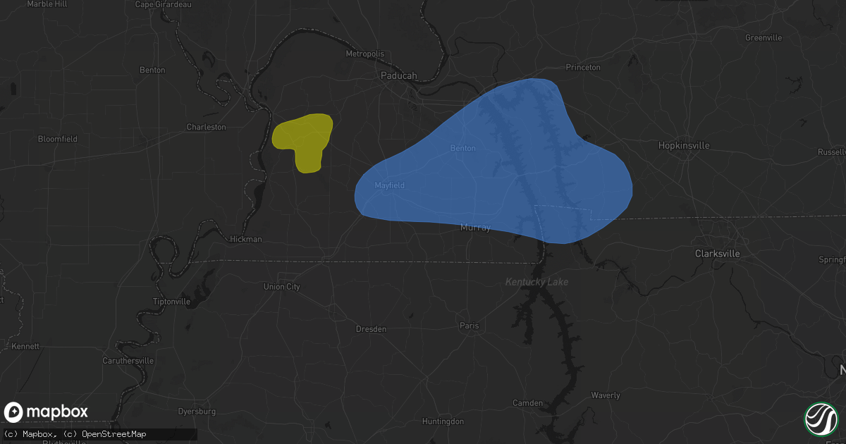 Hail map in Farmington, KY on June 8, 2026