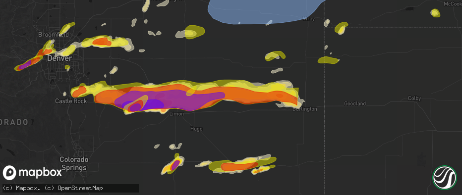 Hail map in Flagler, CO on June 8, 2026
