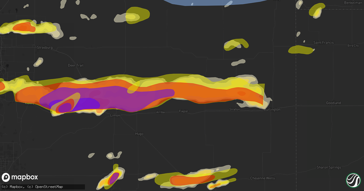 Hail map in Flagler, CO on June 8, 2026
