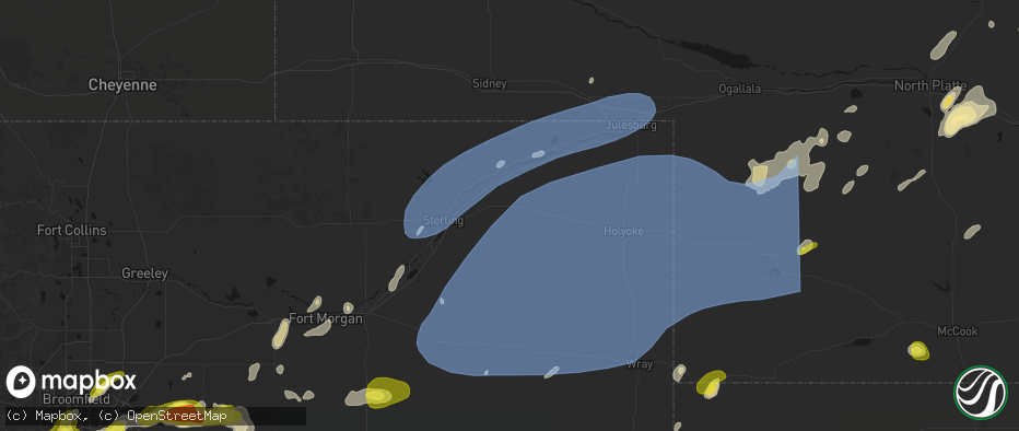 Hail map in Fleming, CO on June 8, 2026