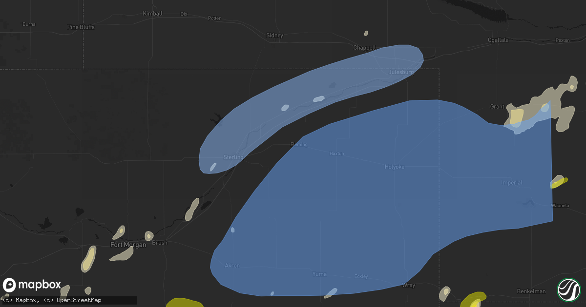 Hail map in Fleming, CO on June 8, 2026