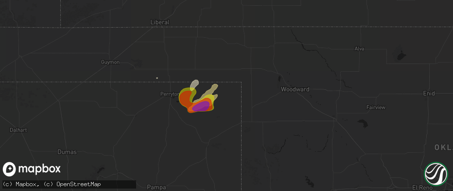 Hail map in Follett, TX on June 8, 2026