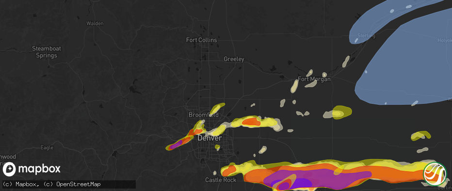 Hail map in Fort Lupton, CO on June 8, 2026
