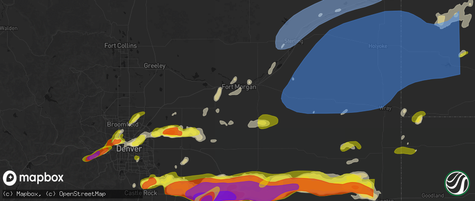 Hail map in Fort Morgan, CO on June 8, 2026