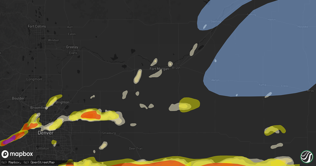 Hail map in Fort Morgan, CO on June 8, 2026