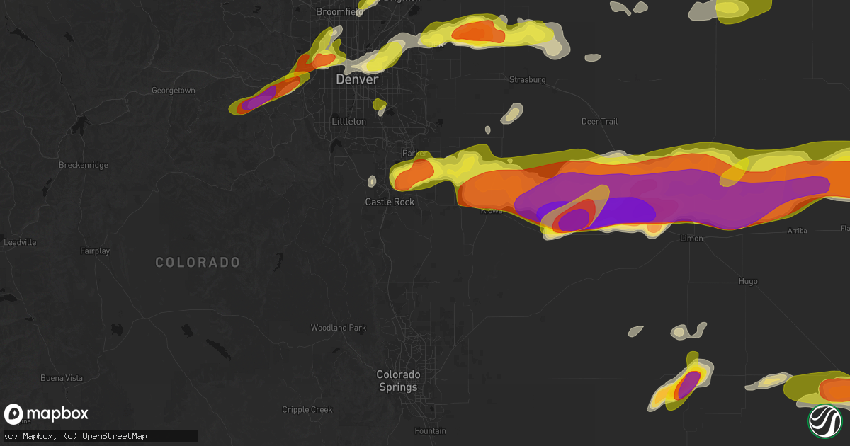 Hail map in Franktown, CO on June 8, 2026