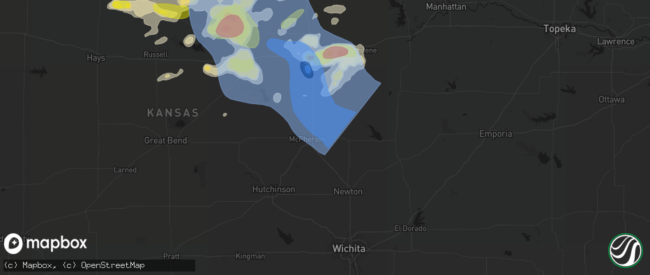Hail map in Galva, KS on June 8, 2026