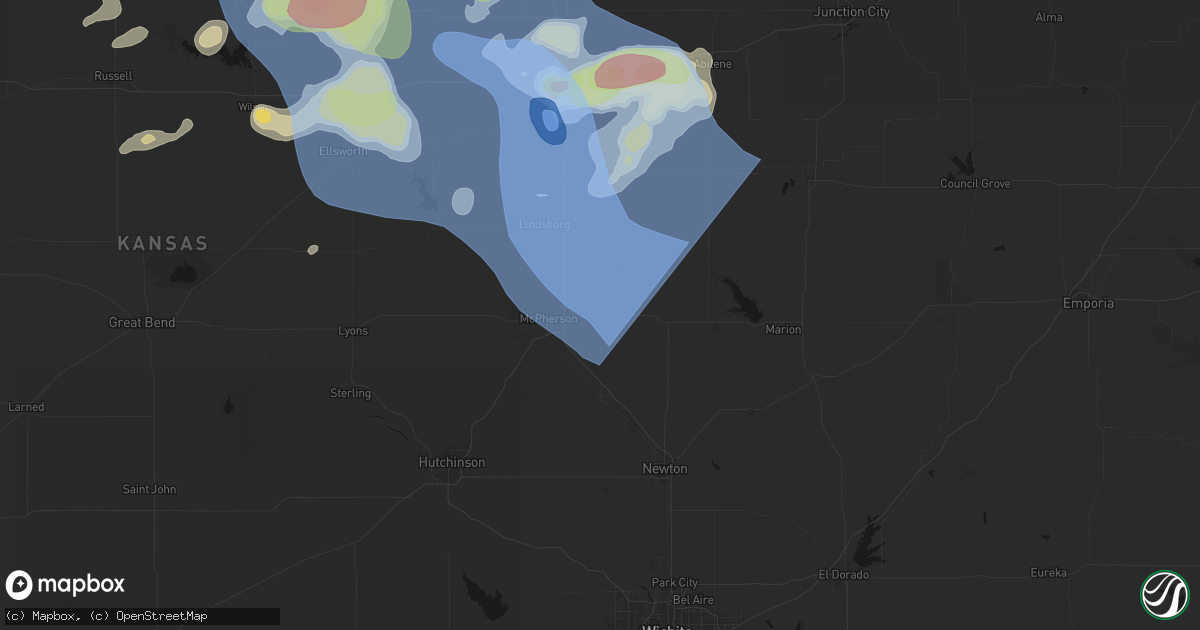 Hail map in Galva, KS on June 8, 2026
