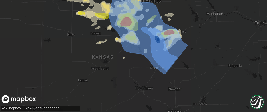 Hail map in Geneseo, KS on June 8, 2026
