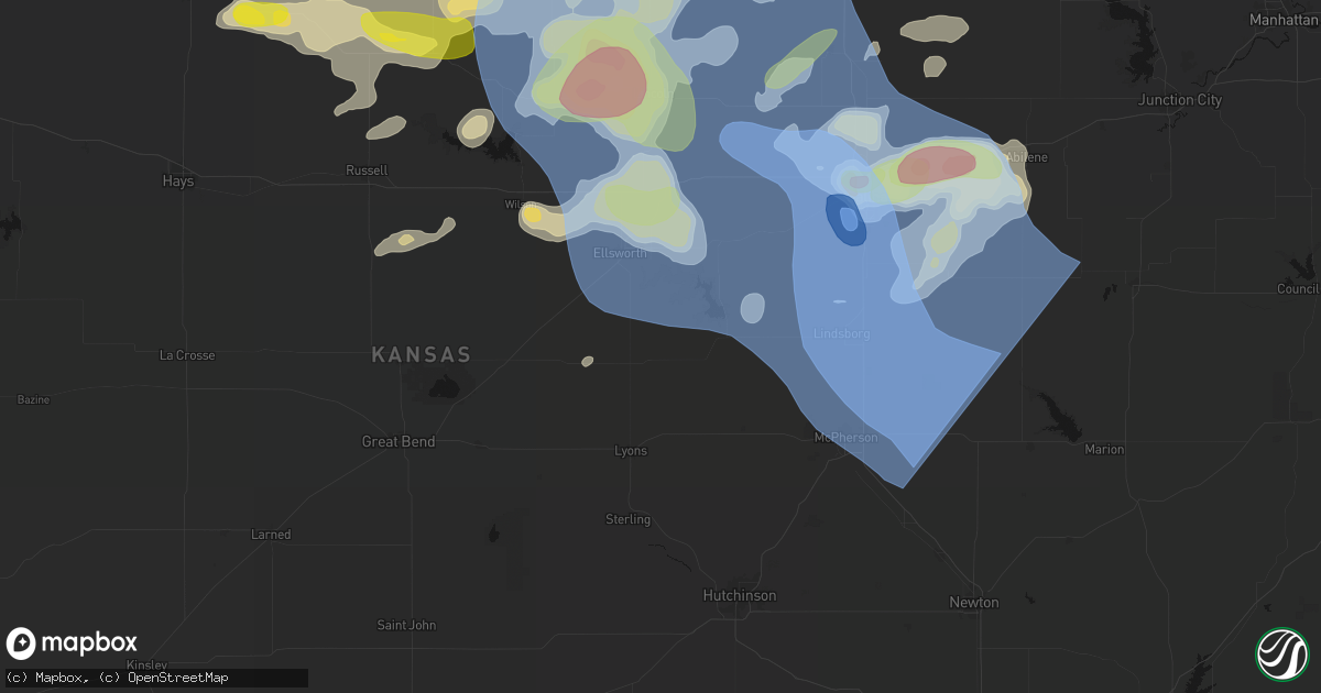 Hail map in Geneseo, KS on June 8, 2026