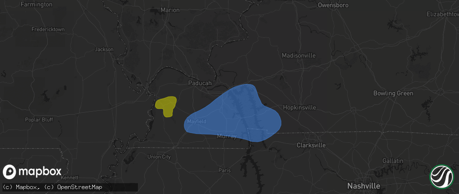 Hail map in Gilbertsville, KY on June 8, 2026