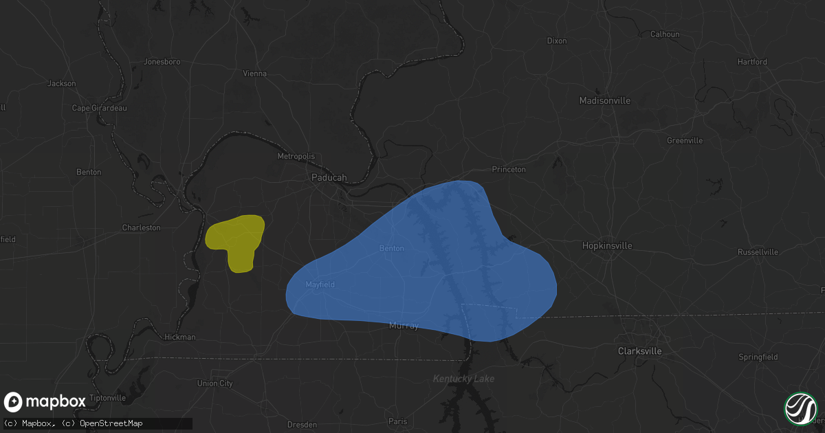 Hail map in Gilbertsville, KY on June 8, 2026